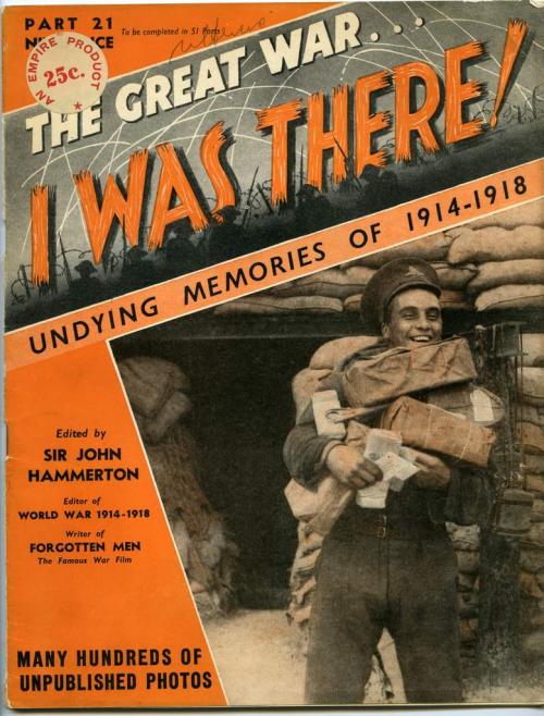 An image of a magazine cover with a smiling solider with his arms full of mail.